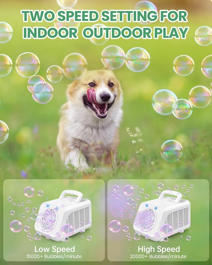 Kizmore Automatic Bubble Machine for Kids: Battery Operated Bubble Maker for Toddlers 3+ Contain 6 AA Battery| Indoor Outdoor Toys for Birthday Wedding Party
