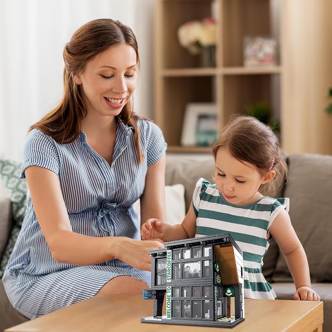 CSNRHG Coffee Shop Building Blocks Toys City Street View Architecture Model Set Birthday Age 6+ Children Teens Adult 581 Pieces