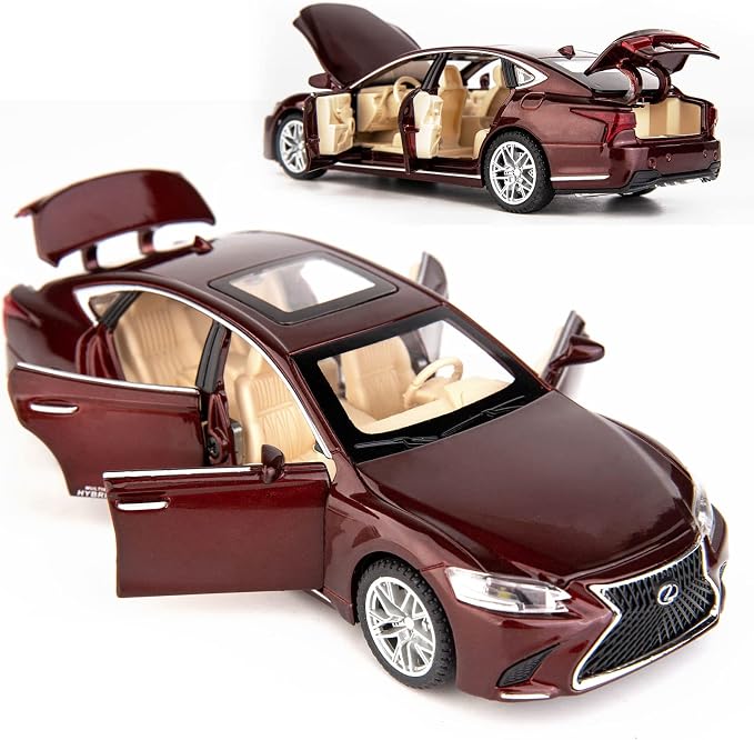 BDTCTK 1/32 Compatible for Lexus Ls500h Model Car, Zinc Alloy Pull Back Toy car with Sound and Light for Kids Boy Girl Gift(Brown)