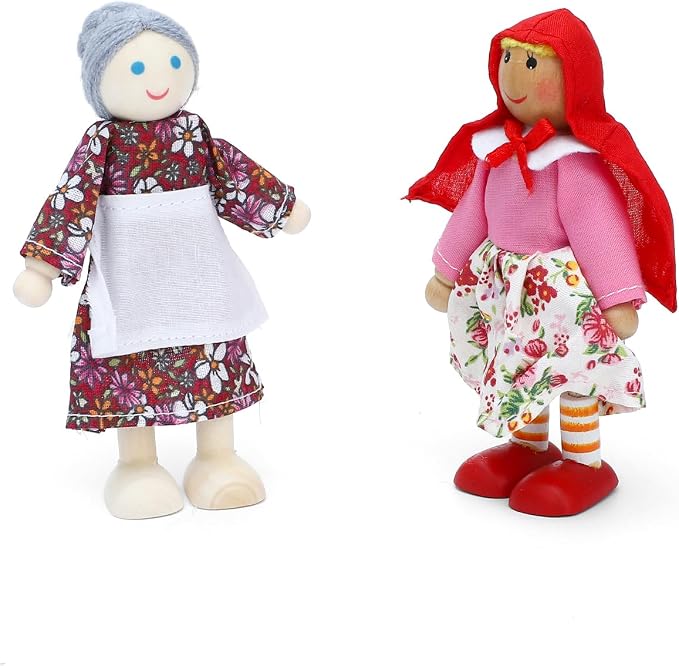 ONEST 4 Pieces Wooden Dollhouse Family Set Mini People Figures Sets Dollhouse Dolls Wooden Doll Family Pretend Play Figures Accessories for Pretend Doll House