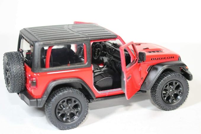 KiNSMART - Jeep Wrangler Rubicon Off Road 4x4 5 inch 1:34 Scale Die Cast Model Replica Toy Car (Red Hardtop)