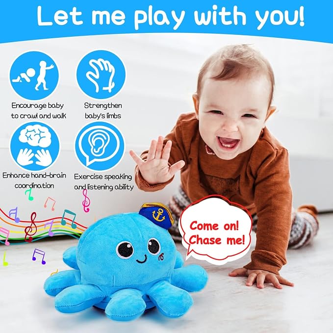 Tsomtto Baby Toys 6-12 Months Musical Plush Octopus Crawling Walking Toys Light up Voice Control Dancing Infant Toy 0-6 7 8 9 10 12-18 Month 1 2 Year Old Boys Girls Tummy Time Birthday Gifts