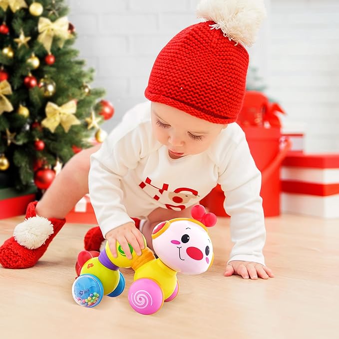 Vanmor Baby Toys 6-12 Months, Crawling Developmental Toy for Babies, Press & Go Musical Caterpillar with Lights, Sensory Tummy Time Toy Encourages Crawling & Motor Skills