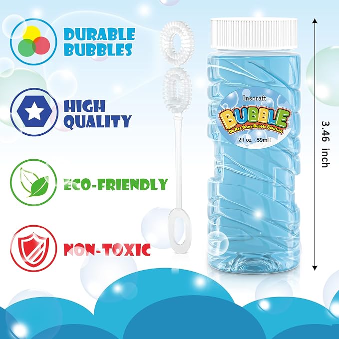 INSCRAFT 40 Pack Bubbles Solution Bulk, Party Favors for Kids Adults, 8 Colors Bottles with Wands for Birthday, Summer Toy, Weddings, Outdoor Activity, Refill for Bubbles Machine Blower
