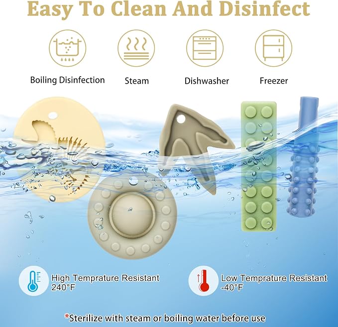 MISSLILI Sensory Chew Necklaces for Kids Aggressive Chewers - Silicone Chewelry for Autism, ADHD, Oral Motor Therapy & Baby Teething (BPA-Free, Textured Surface)