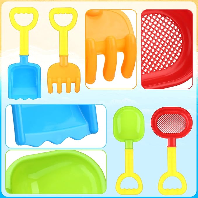 Skylety 8 Pieces Sand Shovels for Kids Colorful Plastic Rake Summer Beach Sand Sifter Shovel for Planting Digging Garden Tool Travel Beach Essentials