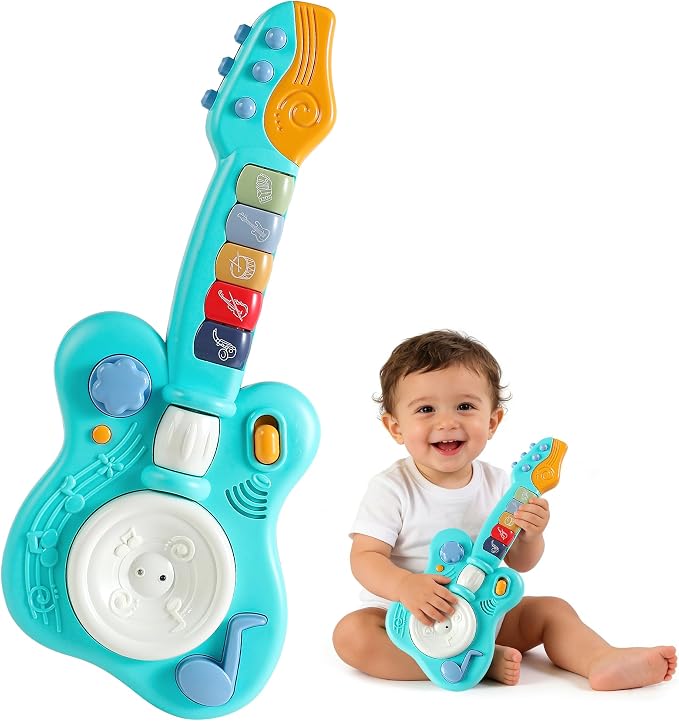 Children's Guitar Piano Learning Toy, 4-in-1 Educational Gift, with Touch Strings, Suitable for Children of 18 Months, Suitable for Boys and Girls