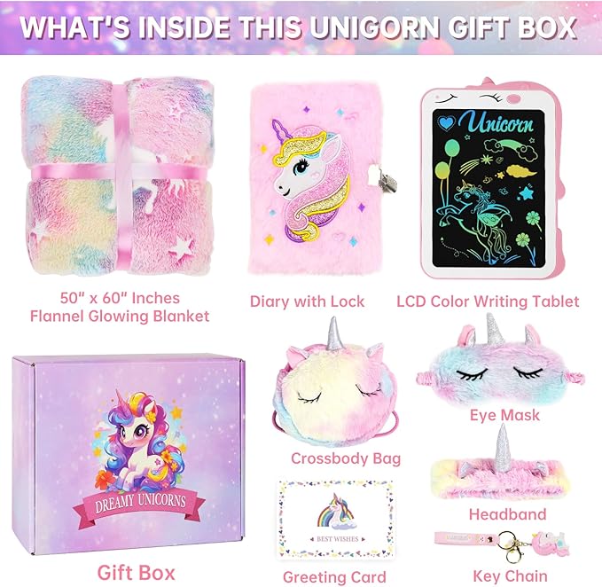 Jenria Unicorn Gifts for Girls, Girls Toys Age 6-8, Birthday Gifts for Girls Age 3 4 5 6 7 8 Years Old Girl, Easter Baskets for Kids, Birthday Gift Ideas, Unicorn Toys for Daughter, Niece