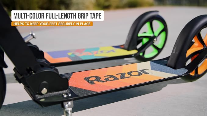 Razor A5 Lux Kick Scooter for Kids Ages 8+ - 8" Urethane Wheels, Aluminum Frame, Anodized Finish Featuring Bold Colors and Graphics, for Riders up to 220 lbs