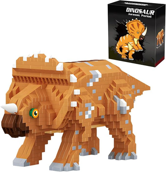 CSNRHG Dinosaur Triceratops Building Blocks Model Decor Micro Mini Blocks Toy Birthday for Age 6+ Children Adults Teens 1145 Pieces