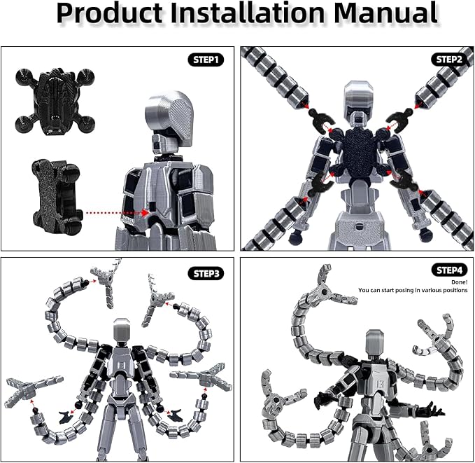 (Assembly Completed) Titan13 Action Figure Set,7.2 Inch Dummy 13 3d Printed ActionFigure Toy Gifts for Kids, Robot 13 Action Figure Full Body Mechanical Doll Christmas Birthday Gift for Kids（Gray）