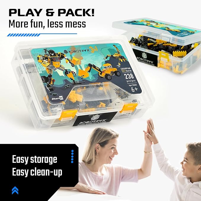 JITTERYGIT Robot Building Toy Gift for Boys, Perfect STEM Gift for Builders Ages 6, 7, 8, 9, and 10 Year Olds, Yellow Zakarpian (238 Pcs) Robotryx