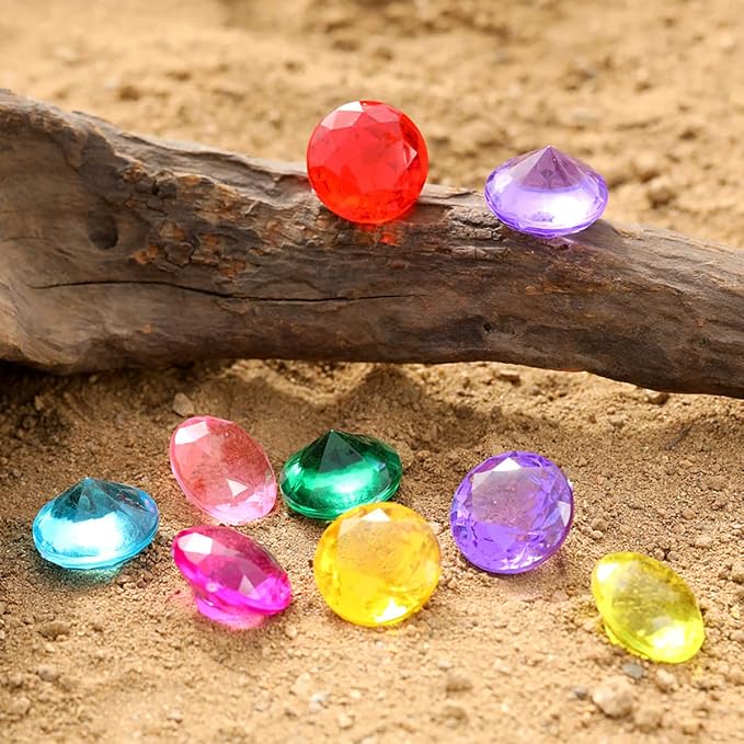 XIJUAN Diving gem Pool Toys Sand Toys,14 Color Diamond Treasure Chest Summer Swimming gems Pirate Diving Toy Set Underwater Swimming toyChildren's Game Gifts for Boys and Girls