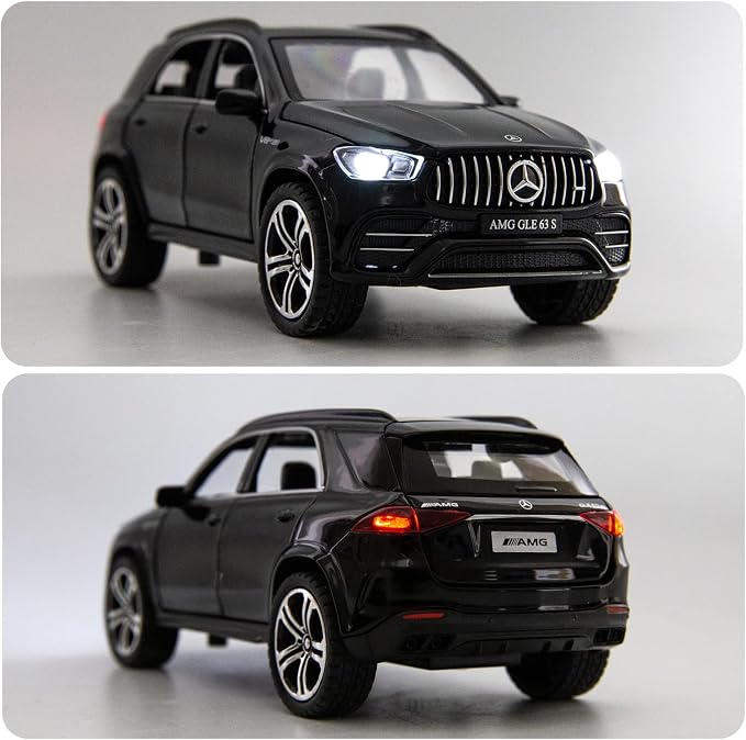 WAKAKAC 1/32 Scale AMG GLE 63S SUV Toy Car, Alloy Diecast Collectible Pull Back Car Model with Light and Sound Toy Vehicles for Adults Boys Girls Gift Toy(Black)