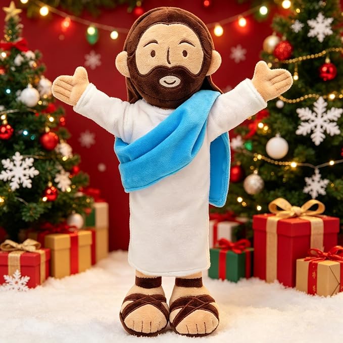 Yelakey 13" Jesus Plush, Jesus Stuffed Doll Plushie for Easter Christmas Church (Brown)