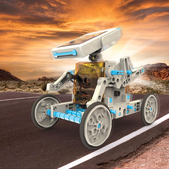Discovery™ STEM 12-in-1 Solar Robot Creation 197-Piece Kit with Working Solar Powered Motorized Engine and Gears, Construction Engineering Set for Ages 8 and Up