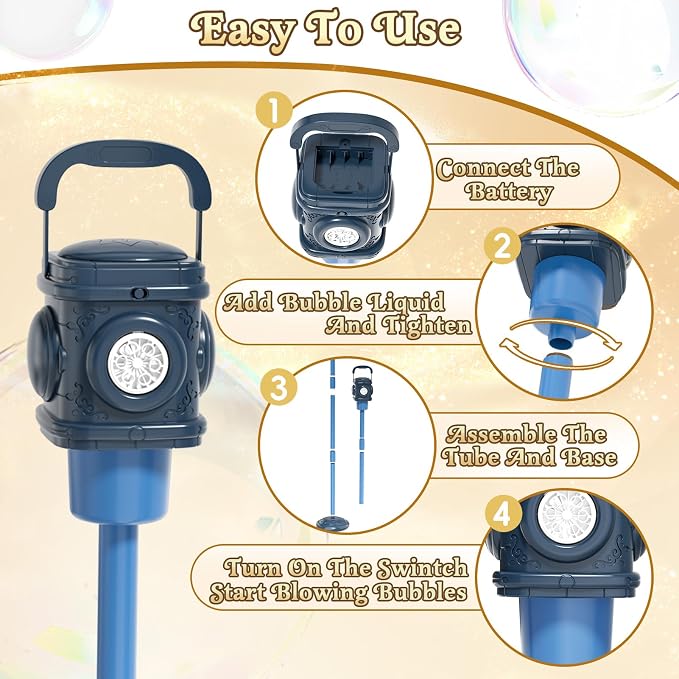Automatic Bubble Machine for Kids & Toddlers 1-3, Remote Control LED Street lamp Bubble Toy for Indoor House Outdoor Play, Summer Water Toys for Toddler Baby Boy Girl Birthday Party Gifts