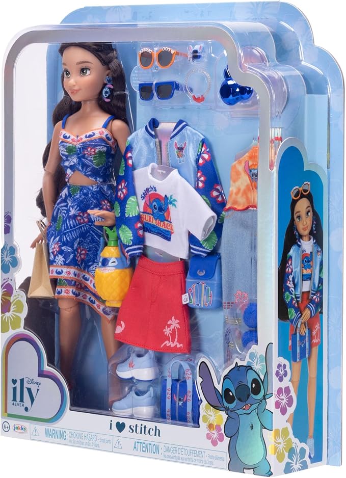 Disney ILY 4ever Fashion Dolls Inspired by Stitch 11.5" Tall with 13 Points of Articulation, Multi-Outfit Closet Set and a Glittery Mickey Ring for You! [Amazon Exclusive]
