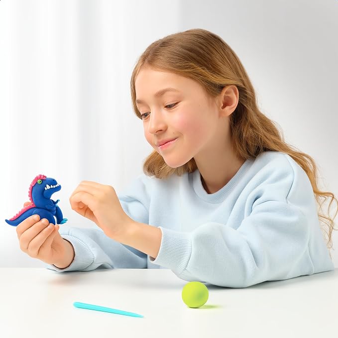 HEY CLAY Set - Colourful Modeling Air Dry Clay Kit for Kids 15 cans and Sculpting Tools with Fun Interactive Instructions App - Children 3+ (Mega Dinos)