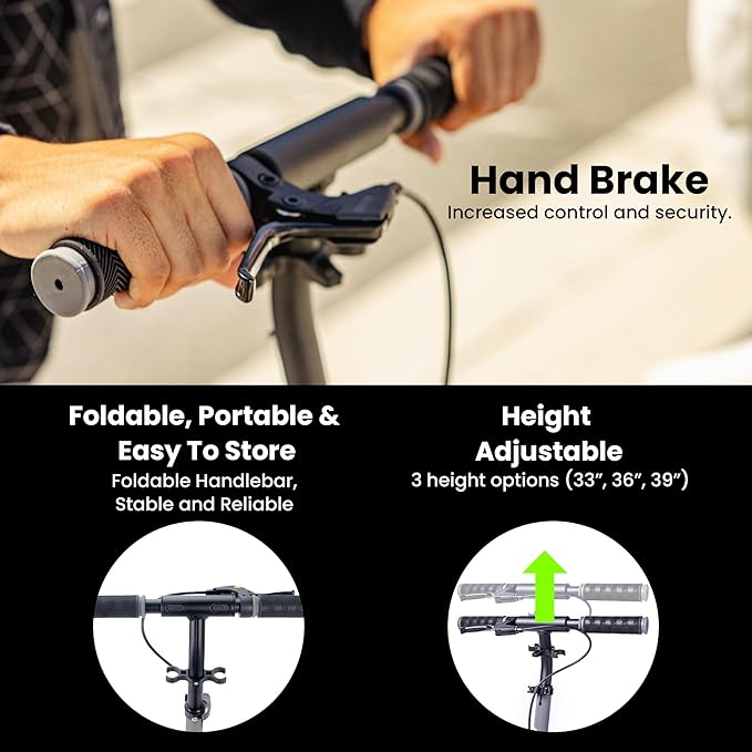 AERO MOBILITY Kick Scooter for Kids 6+, Teens & Adults | Light Up Wheels, Hand Brake, Rubber Deck Mat & Shock Absorption | Foldable & Height Adjustable