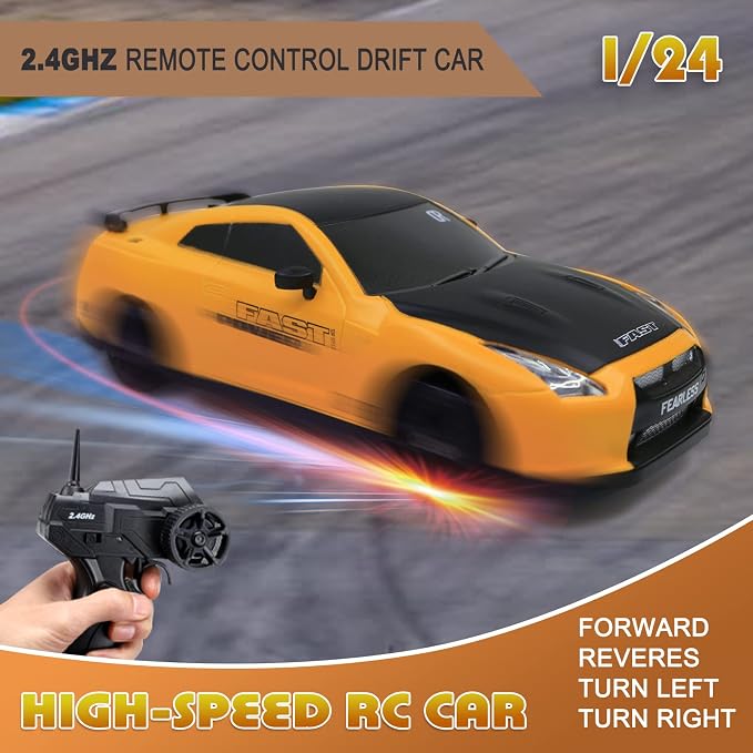 Remote Control Car RC Drift Car 2.4GHz 1:24 Scale 4WD High Speed RC Cars Vehicle with LED Lights Drifting Tires Racing Sport Toy Cars for Adults Boys Girls Kids Gift
