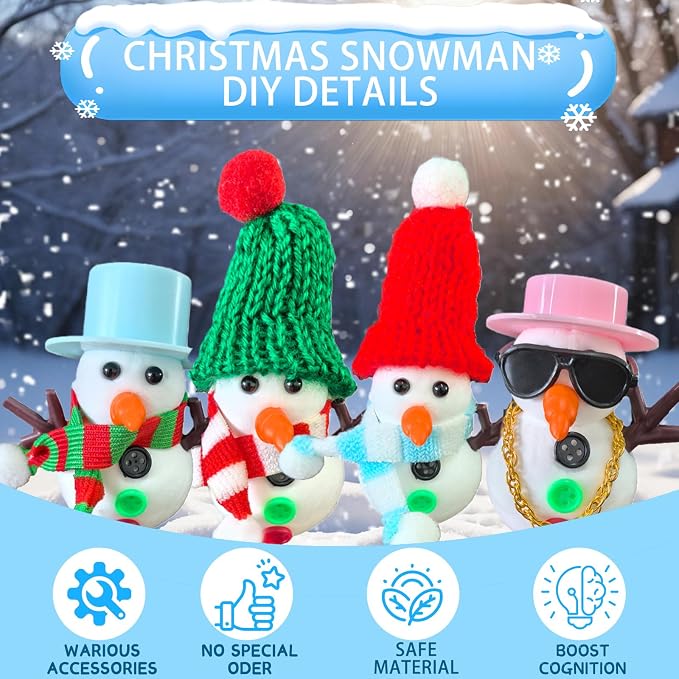 BEIGUO Christmas Crafts 4 Pack Colorful Balls with Modeling Clay Snowman DIY Kit for Kids Boys Girls Christmas Stocking Stuffers Gifts