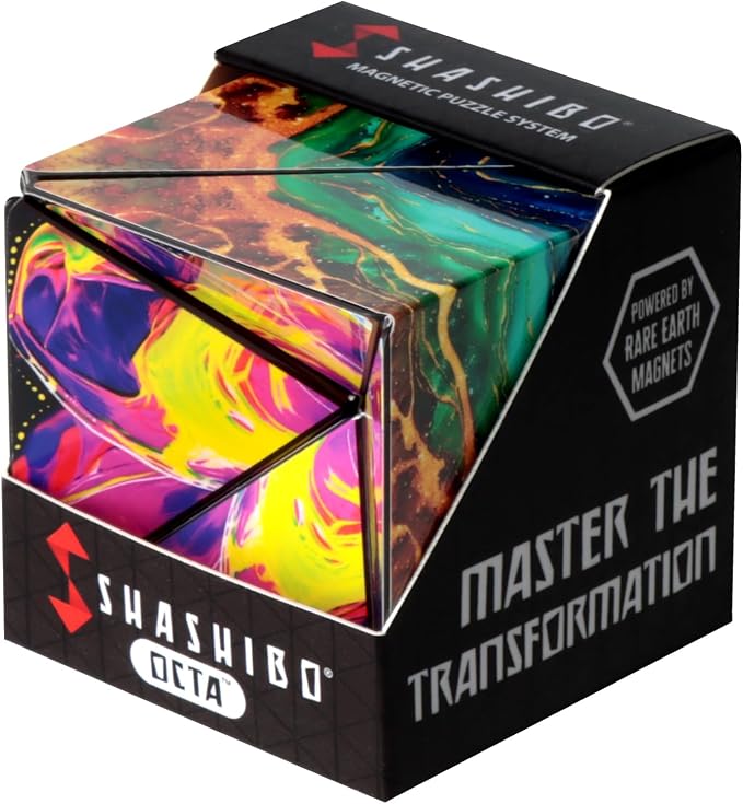 Shashibo Sensory Fidget Toy for Adults & Kids, Stress Relief Fidget Toy for Adults, Teens & Kids, Cool Fidget Toys for Desk, Classroom Must Have, Sensory Shape Shifting Cube, 100+ Possible Shapes