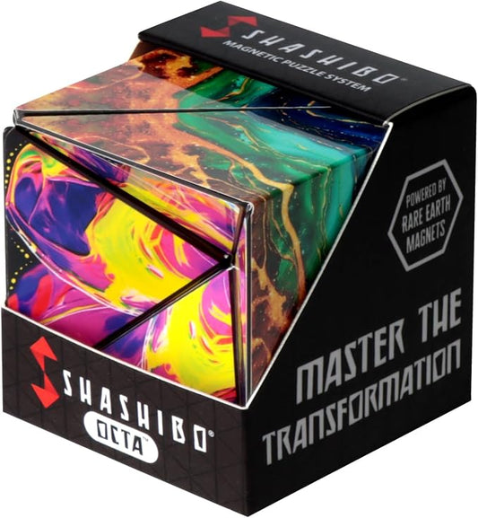 Shashibo Sensory Fidget Toy for Adults & Kids, Stress Relief Fidget Toy for Adults, Teens & Kids, Cool Fidget Toys for Desk, Classroom Must Have, Sensory Shape Shifting Cube, 100+ Possible Shapes