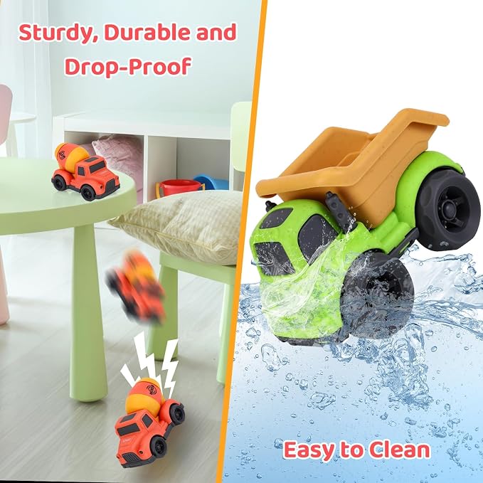Toddler Cars Toys for 2 3 Year Old Boy, 3 in 1 Dump Truck Mixer Cement and Crane Toys for Baby Boy Girls, BPA Free, Phthalates Free, PVC, Outdoor Toy for Toddlers 2-4, Easter Birthday Gifts for Kids