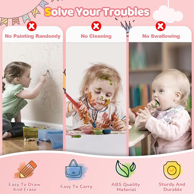 Kikidex Magnetic Drawing Board, Toddler Girl Toys for 1-3 Year Old, Doodle Board Pad Learning and Educational Toys for 1 2 3 Year Old Baby Kids Birthday Gift (Soft Pink)