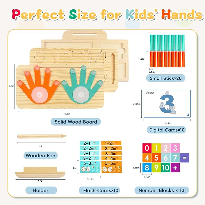 Learning Toys 3-5, Educational Toys with Number Flash Card for 3+ Year Old, Montessori Number Math Manipulatives, Preschool Kindergarten School Supplies, Birthday Gifts for 3 4 5 6 yr Old Kids