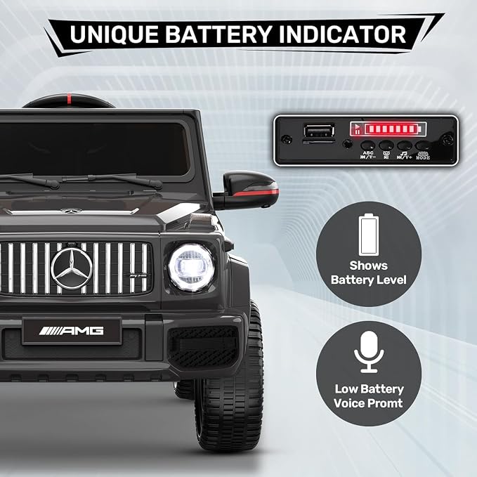 ANPABO Licensed Mercedes-Benz G63 Car for Kids, 12V 7AH Ride on Car w/Parent Remote Control, LED Headlights, Music Player & Horn, Soft Start, Low Battery Prompt, Kids Electric Car (Dark Black)