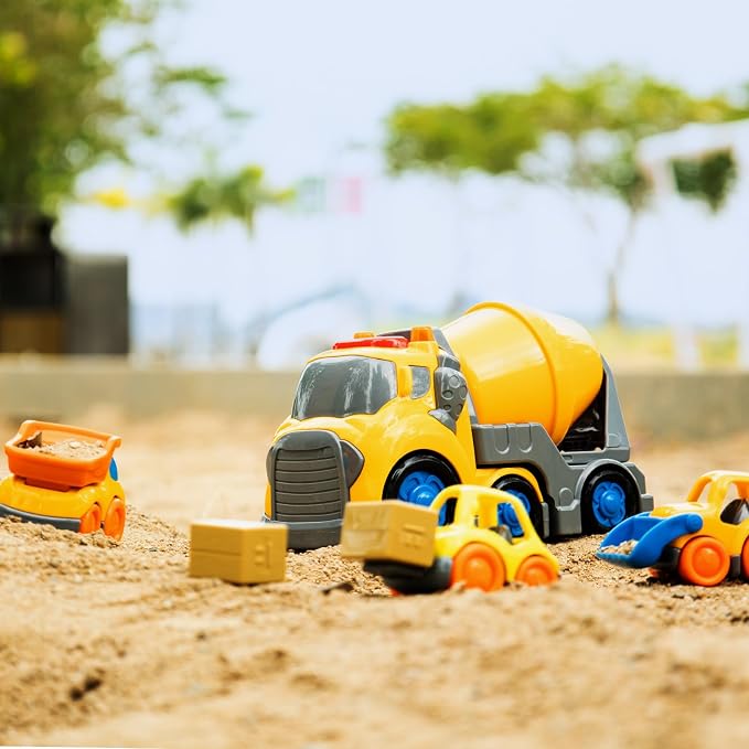 P&C 7.7" Toddlers Construction Cement Mixer Truck Toys for Ages 2-4, Mixer Truck Vehicle Car Set with Sounds and Lights for Kids 18M+, 2, 3, 4 Year Old, Ideal Birthday Christmas Gifts for Boys Girls