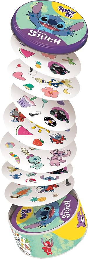 Asmodee Spot It! Disney Stitch - Quick Observation Card Game Featuring Beloved Characters, Fun Matching Game for Kids and Adults, Ages 6+, 2-8 Players, 15 Minute Playtime