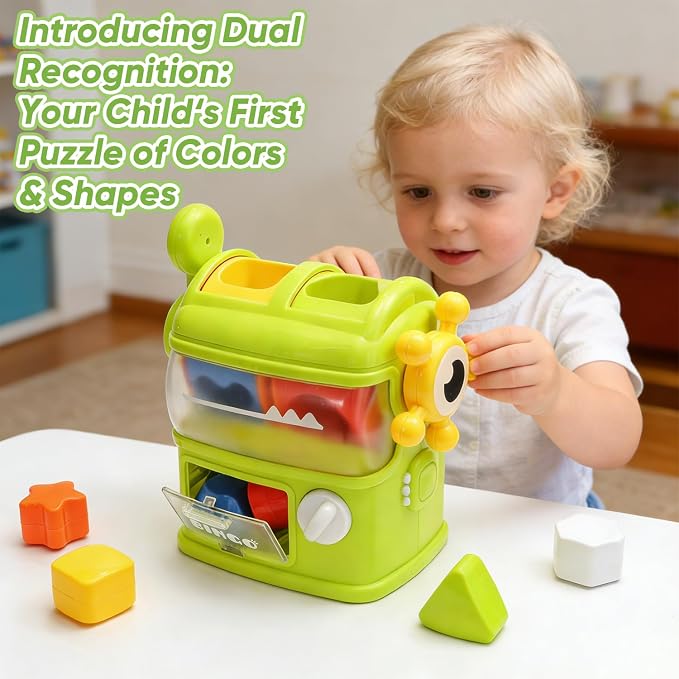 Shape Sorter Toys for Kids, Interactive Shape Sorter Toy for Toddlers, Montessori Color Matching & Sorting Interactive Learning Toys for Boys Girls 1 2 3 Years Old Birthday Gifts.