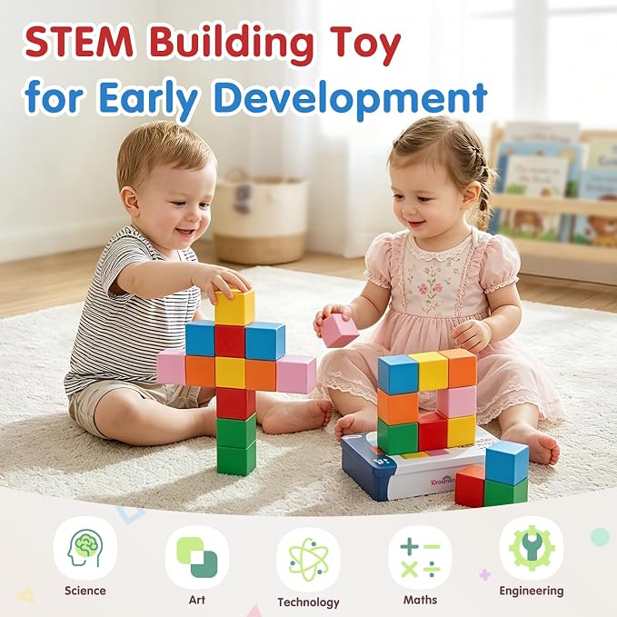 Magnetic Blocks Large with Metal Box, 1.65in Magnetic Building Cubes Toddler Travel Essentials Toys for Boys Girls Ages 1 2 3, STEM Educational Magnet Sensory & Montessori Toys Birthday Gifts 12 PCS