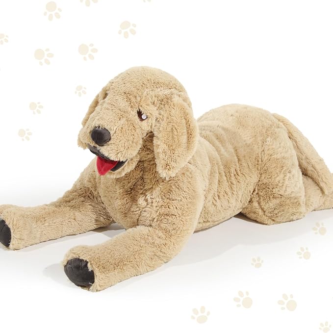 Geosar 47.2" Dog Stuffed Animals Plush, Soft Cuddly Golden Retriever Plush Toys, Large Stuffed Dog Hugging Pillow Gifts for Valentines Kids Girls Boys Birthday