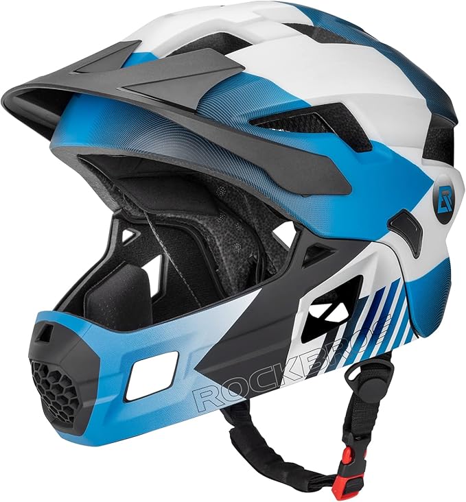 ROCKBROS Kids Full Face Helmet Kids Bike Helmets Lightweight Toddler Mountain Bike Helmet Detachable for MTB BMX Skating Cycling Scooter Safety Bicycle Helmets for Youth Child Boys Girls Ages 3-16