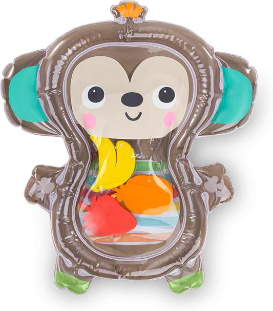 Bright Starts Hungry Monkey Water Mat, Baby Play Mat, Inflatable Sensory Toy for Infants Age 0-6 Months