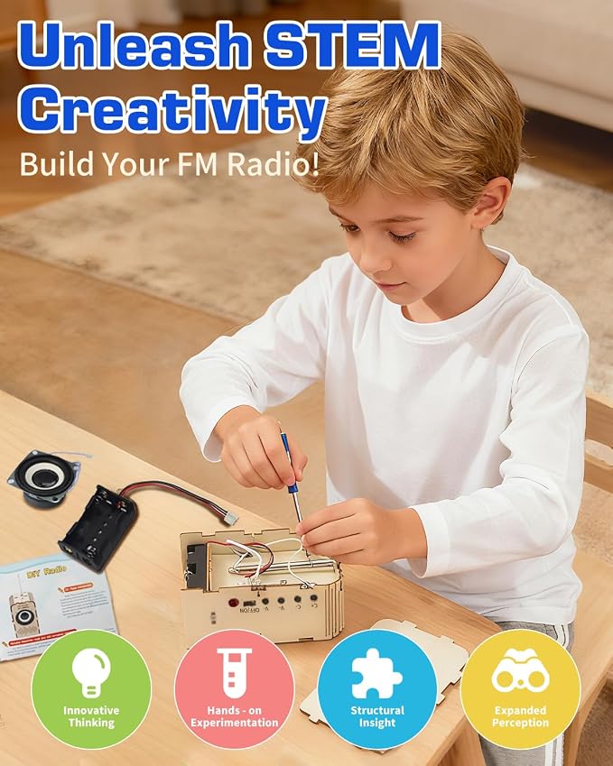 Science Kits for Kids Age 8-12 12-14, STEM Toys DIY Radio Kit Engineering Electronics Project Building Your Own Radio Educational Toy, Ideal Gift for Teen Child Boys Girls 9 10 11 13
