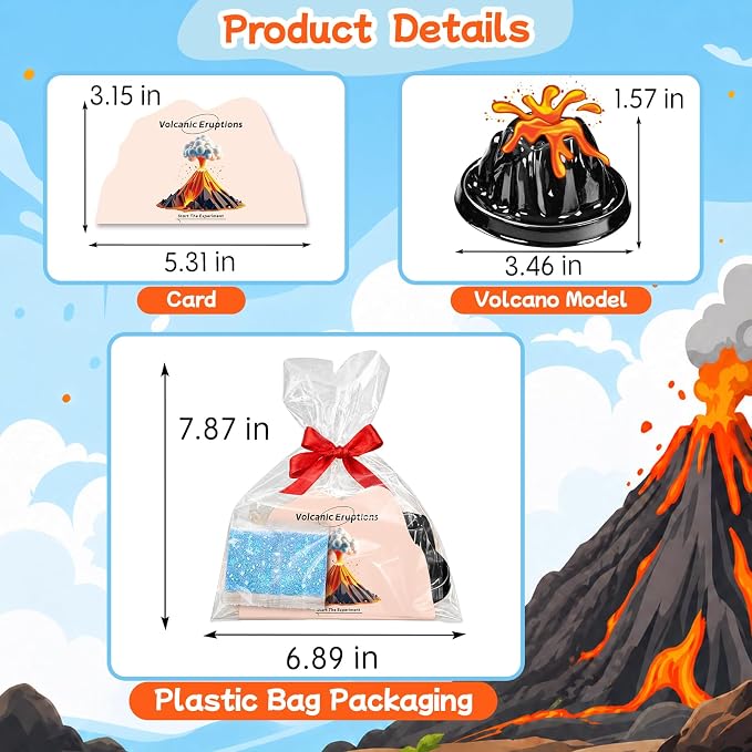 30Pcs Volcano Eruption Science Kit STEM Science Experiments Bulk Party Favors Classroom Prizes Goodie Bag Stuffers Gifts Exchange for Boys and Girl (30Pcs, One Size)