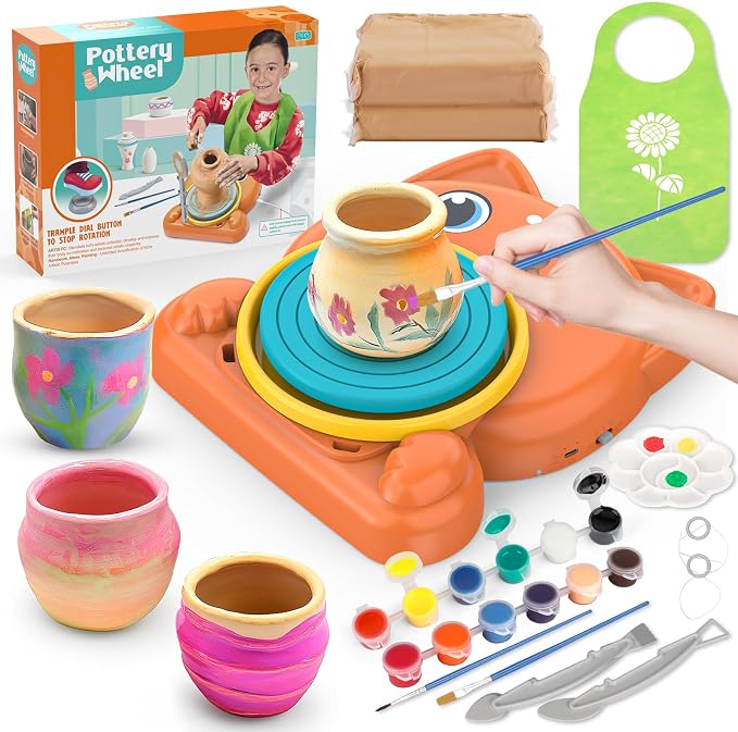 Aujazyble Pottery Wheel for Kids - Complete Pottery Painting Kit Art Supplies Arts and Crafts for Girls Boy Kids Toy, Birthday Halloween Christmas Gift for Kids Ages 6 7 8 9 10 11 12+, (Dog)