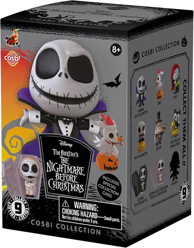 YuMe The Nightmare Before Christmas Blind Box Collectibles, 8 Pack Set | Cosbi Collection Series 2 Figures | Official Tim Burton Disney Merchandise | Surprise Toy Gifts for Kids & Adults