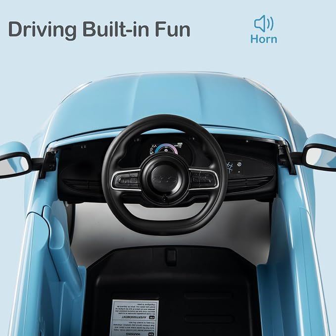 Licensed Fiat 500 Ride on Push Car by INFANS, 3 in 1 Baby Stroller Sliding Walking Car with Retractable Footrest, Parent Control Handle, Horn, Foot-to-Floor Toys for Kids Toddlers 18 Month+ (Blue)
