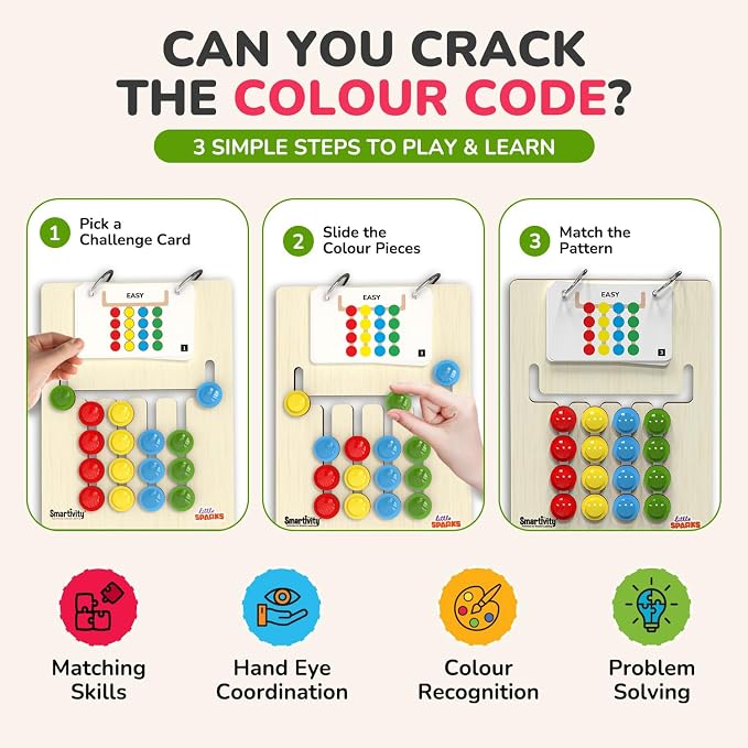 Smartivity Montessori Slide Puzzle I Color & Pattern Matching Toys for Kids 4 to 8 Years I Birthday Gift for Boys & Girls I Preschool Educational Toy for 4, 5, 6, 7, 8 | Travel Friendly