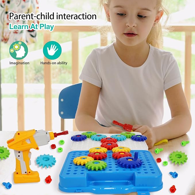 Gears Toys for Kids Ages 4-8, STEM Educational Construction Toys, Building Toy Set for Boys and Girls, Engineering Building Blocks Creative Learning Toy Set
