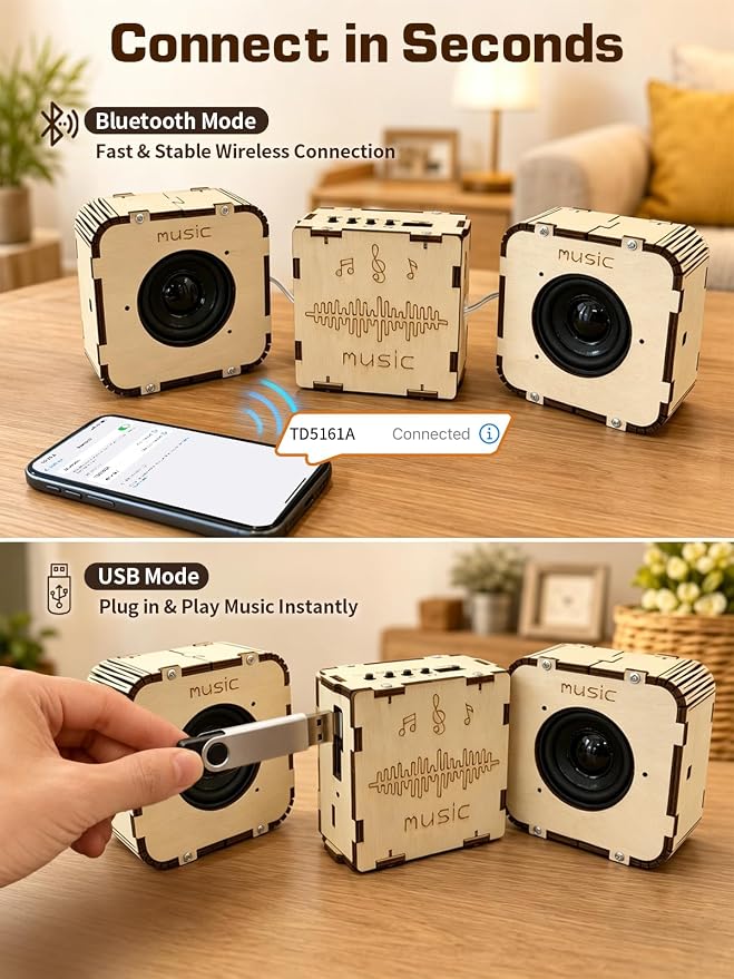 STEM Toys for Ages 8-14, DIY Bluetooth Speaker Kit for Kids 8-12 Science Kits for Kids Age 8-12, Build Your Own Speaker Educational Electronics Experiment Kit, Gifts for Boys Girls Teens