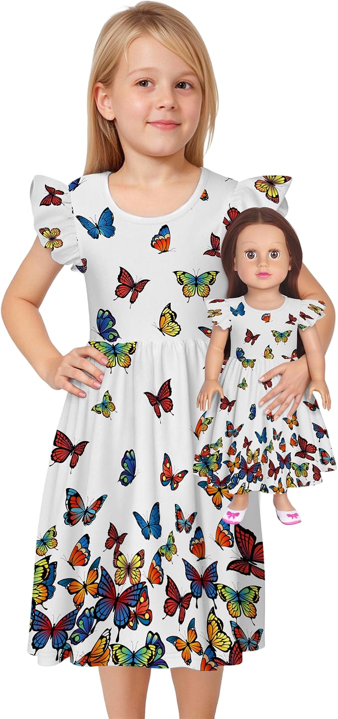 LQSZ Doll and Girl Matching Princess Dress Outfits for Girls and 18" Matching Doll and Girl Clothes