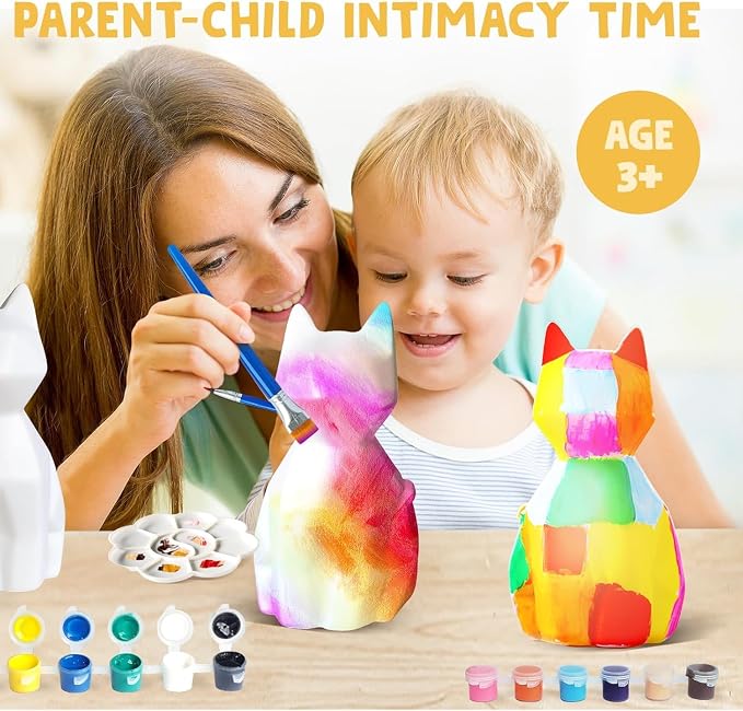 Goody King Paint Your Own Cat Lamp Kit, 2PCS DIY Cat Crafts Night Light, Easter Basket Stuffers, Arts & Crafts for Kids Ages 8-12, Painting Kit for Kids, Easter Birthday Gifts for Kids Ages 4 5 6 7 8+