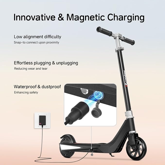 iScooter IK3 Serious Electric Scooter for Kids Aged 6-12, 3/6/10MPH Speed, Dual Brake System, 3 Heights (IK3Pro), Magnetic Charging, Colorful Lights, LED Display, 150W Motor Kids Scooter